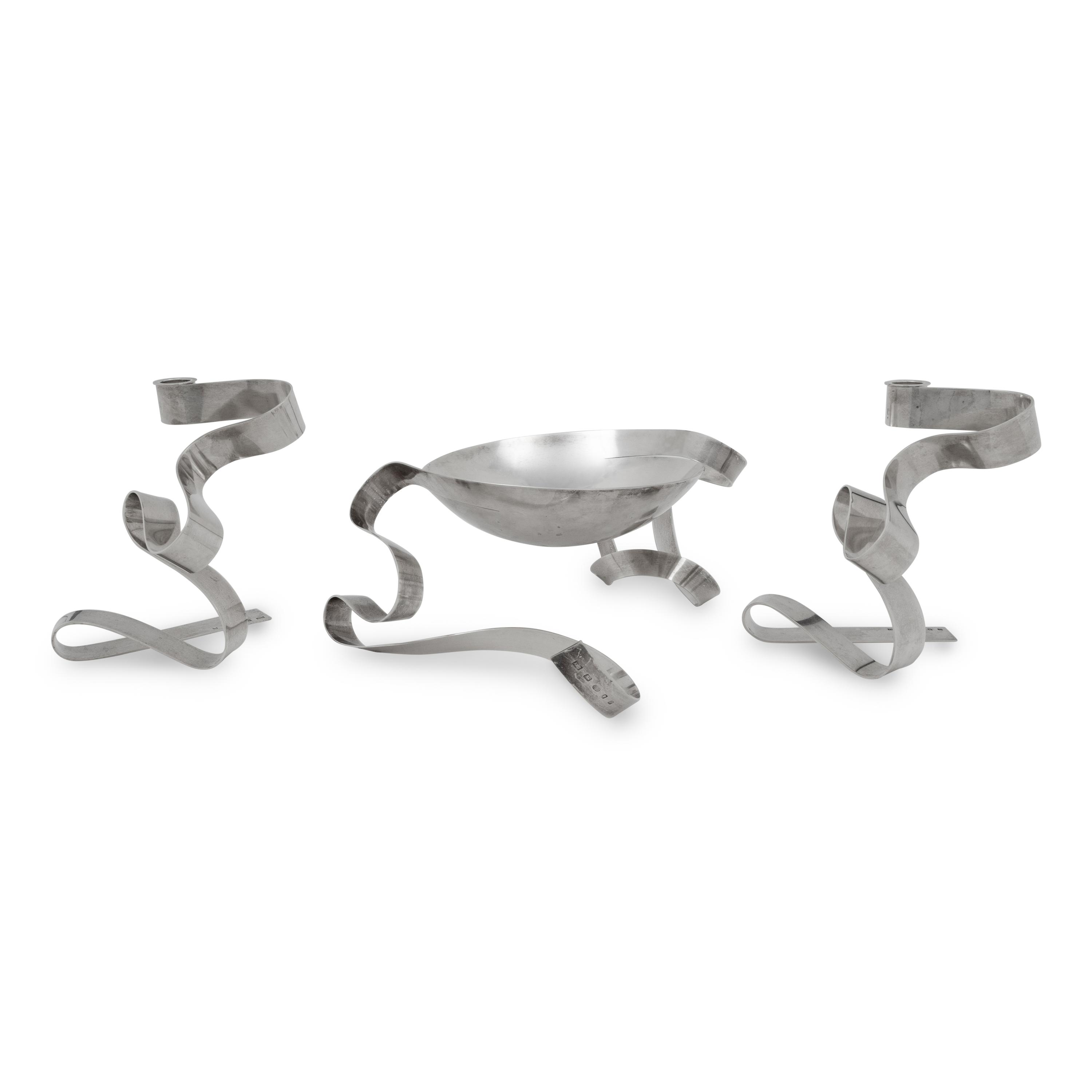 An English Silver Modernist Table Garniture