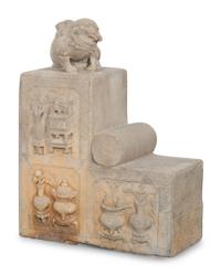 A Pair of Large Chinese Carved Bearing Stones
