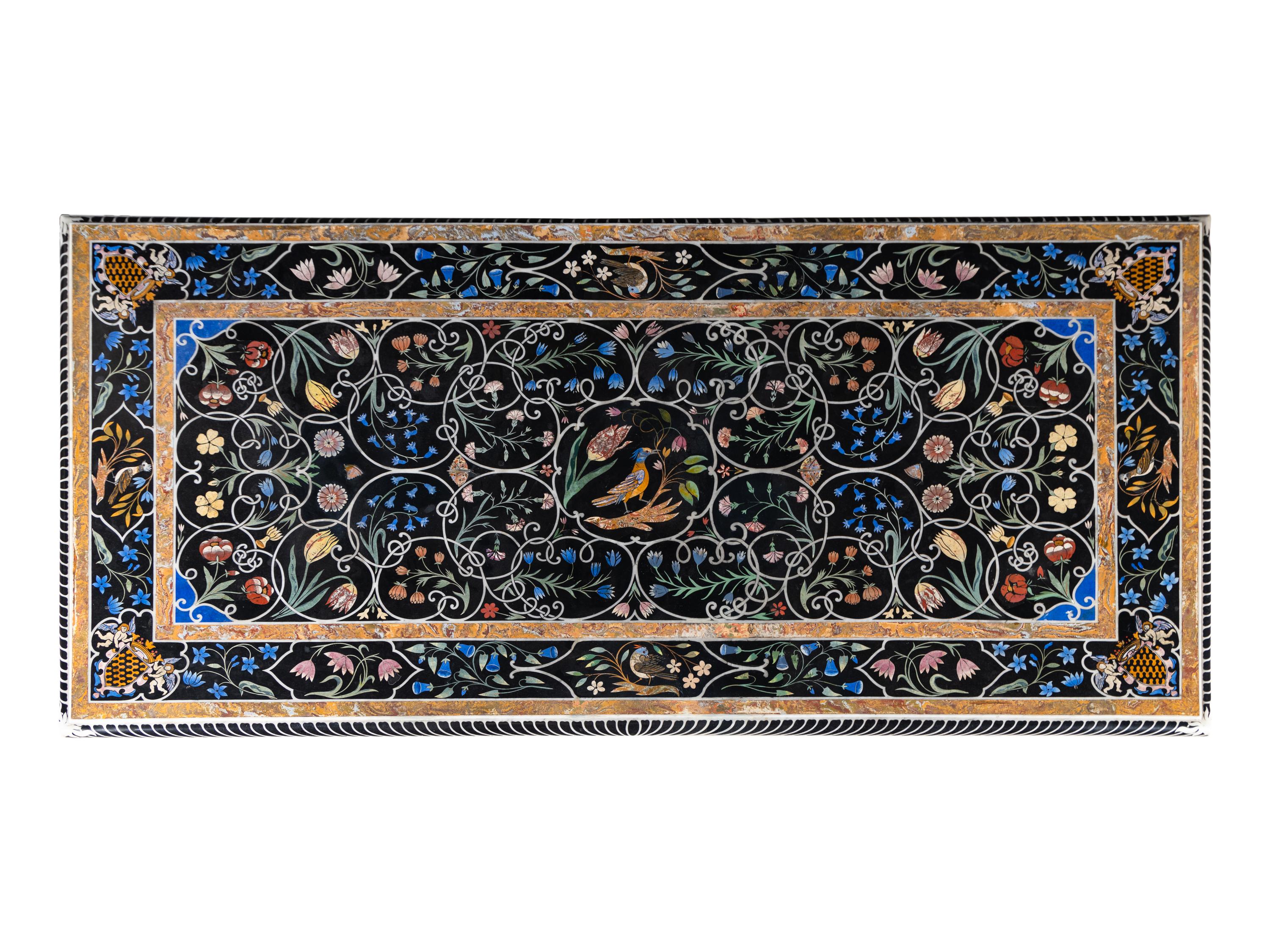 An Italian Scagliola and Iron Center Table