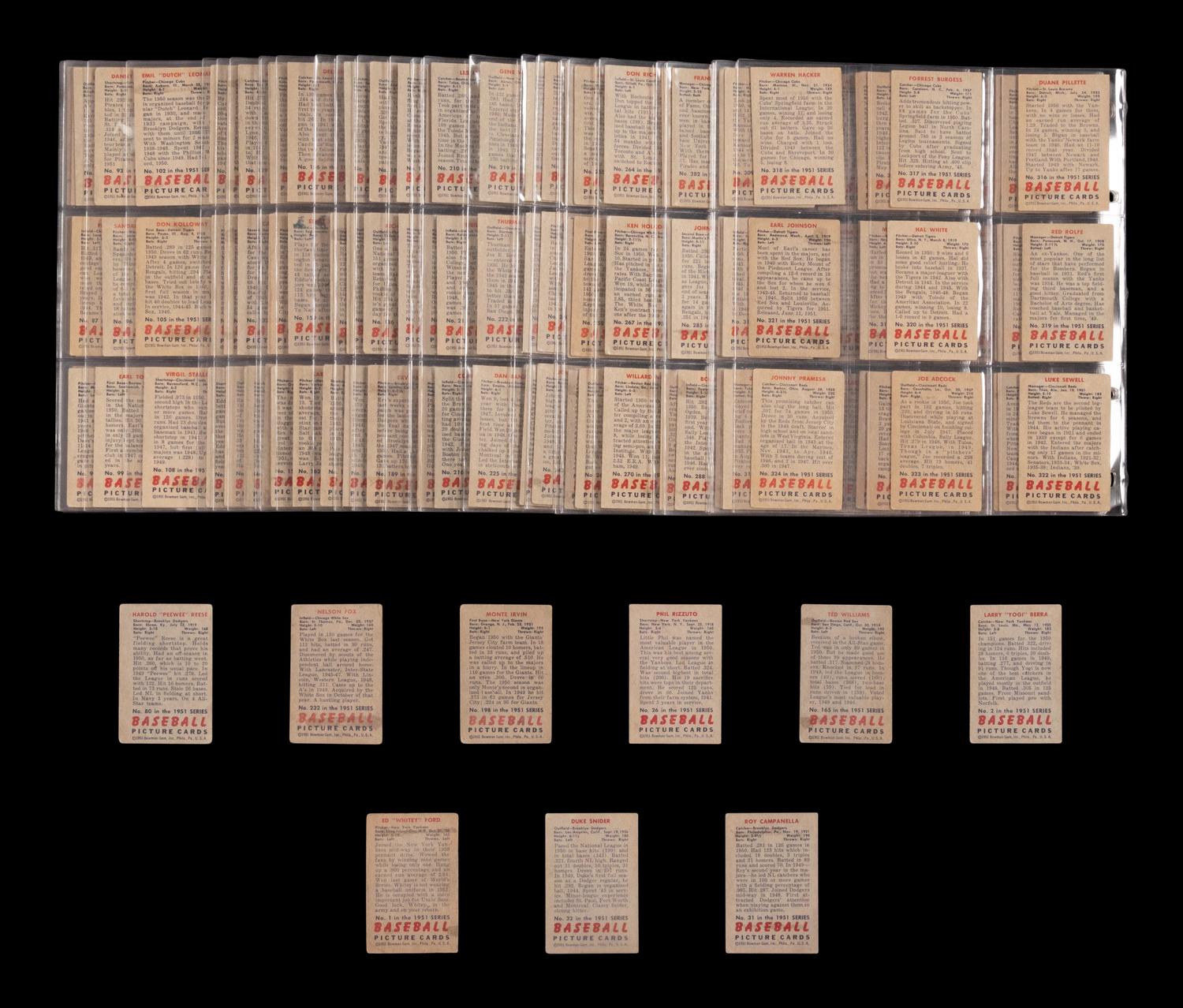 A Near Set of 1951 Bowman Baseball Cards (322/324)