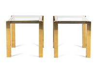 A Pair of Modernist Chrome and Brass Side Tables