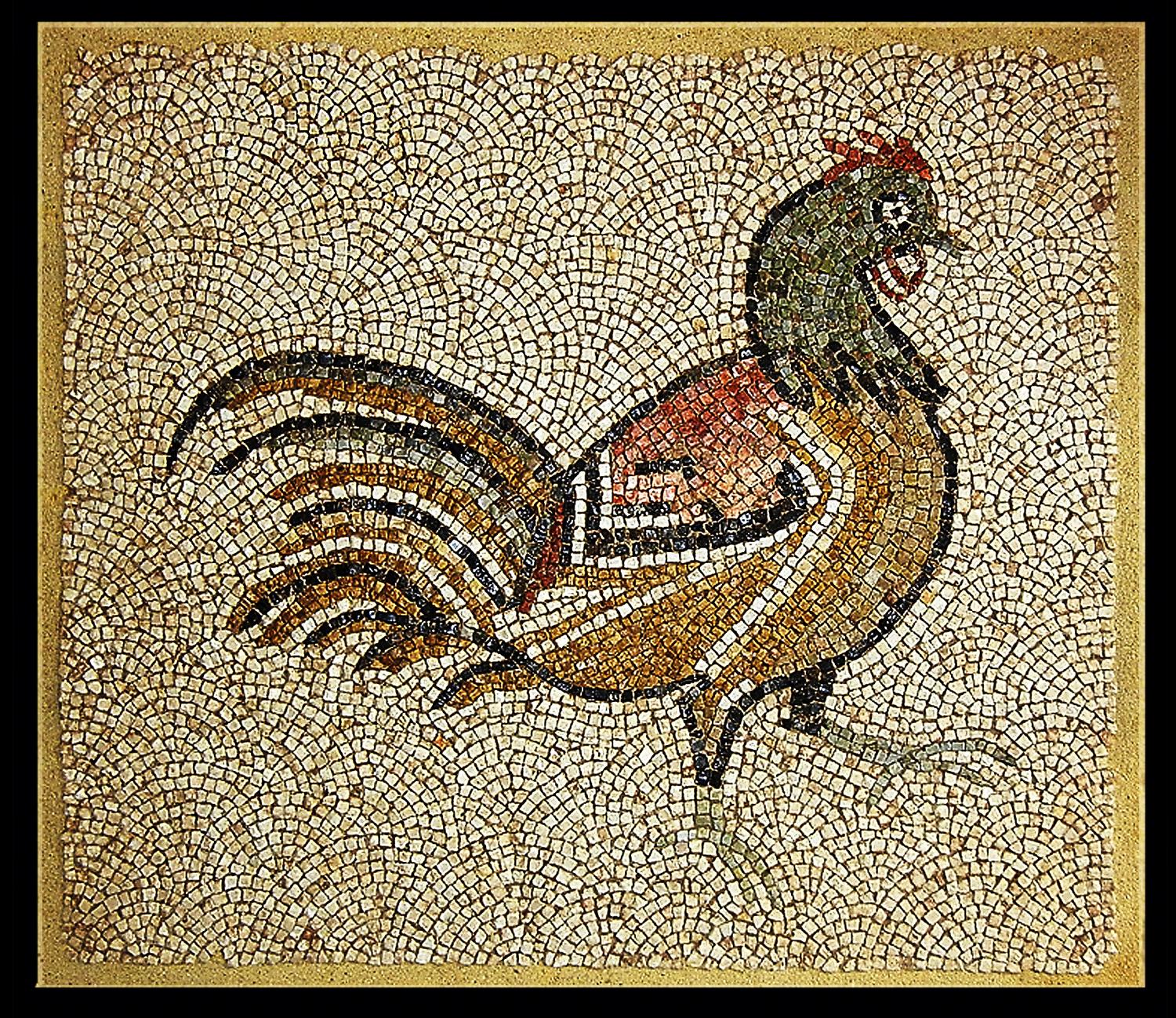 A Byzantine Marble Mosaic Panel with a Rooster