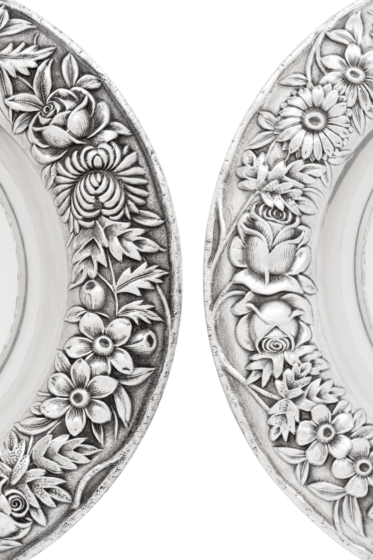 A Pair of S. Kirk and Son Silver Repoussé Compotes