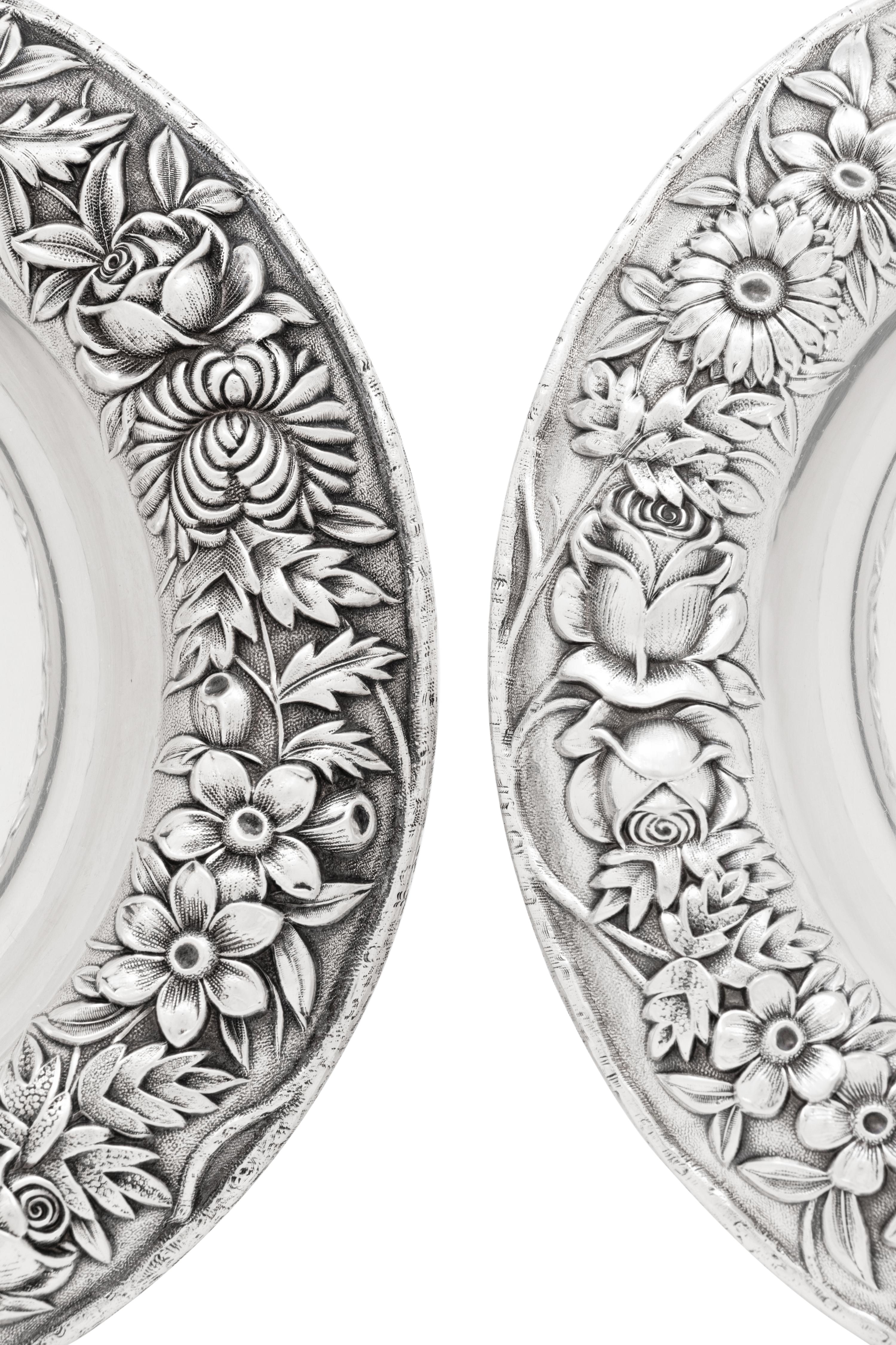A Pair of S. Kirk and Son Silver Repoussé Compotes