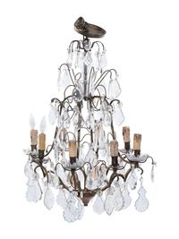 A Continental Gilt Metal and Cut Glass Eight-Light Chandelier