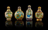 Four Cloisonne Enamel Snuff Bottles Height of tallest 3 inches. — LATE 19TH/EARLY 20TH CENTURY