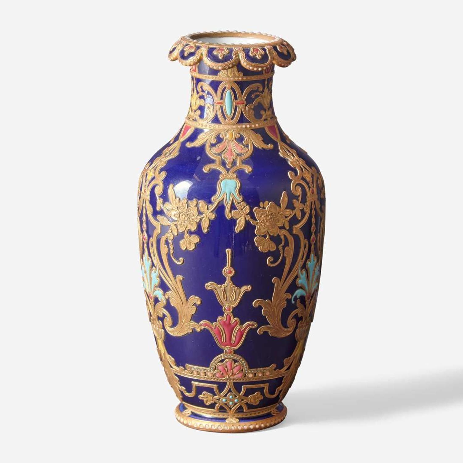 A KPM gilt-silver overlay and enameled porcelain vase Germany, late 19th century