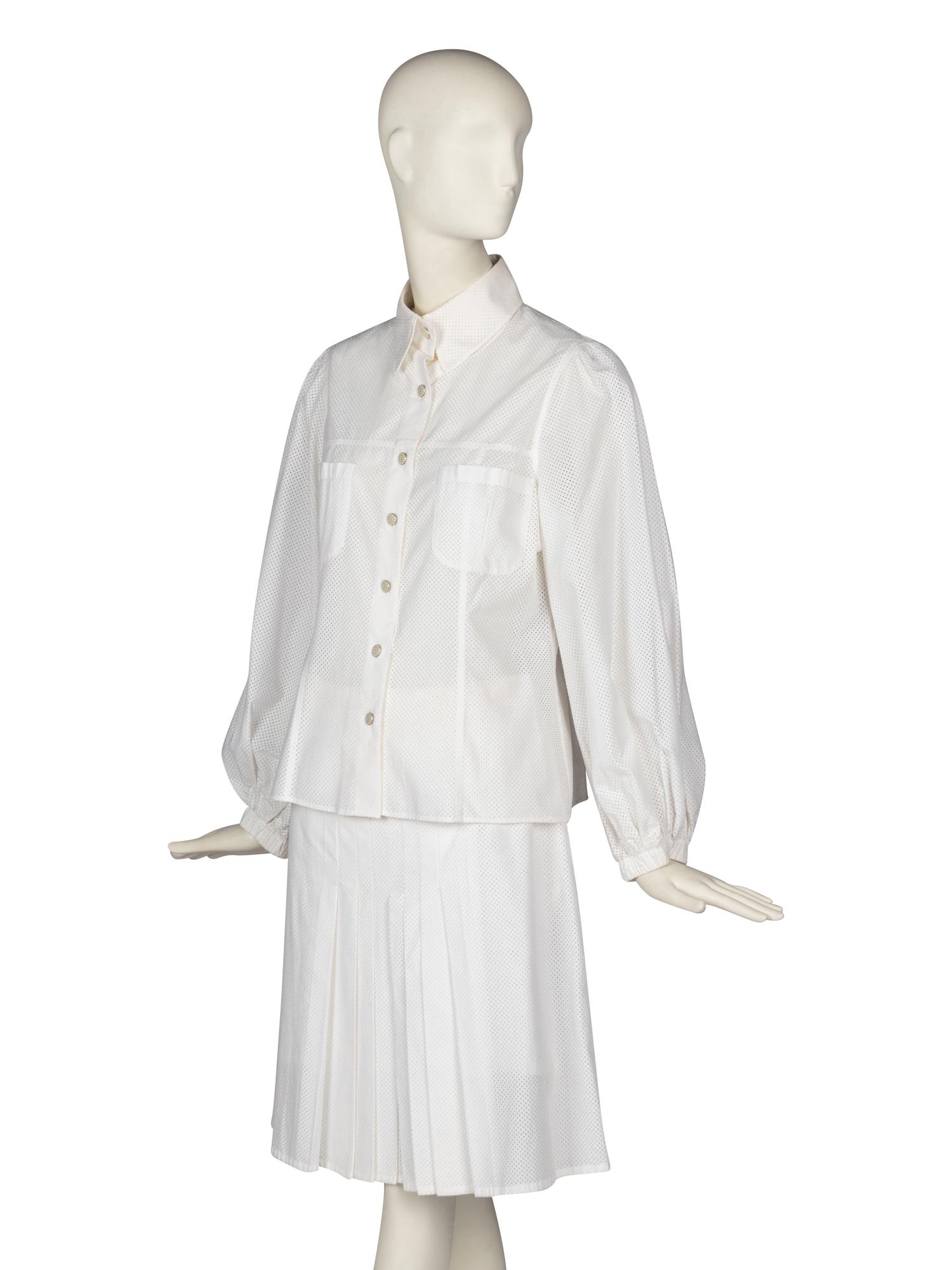 Chanel Eyelet Blouse and Skirt