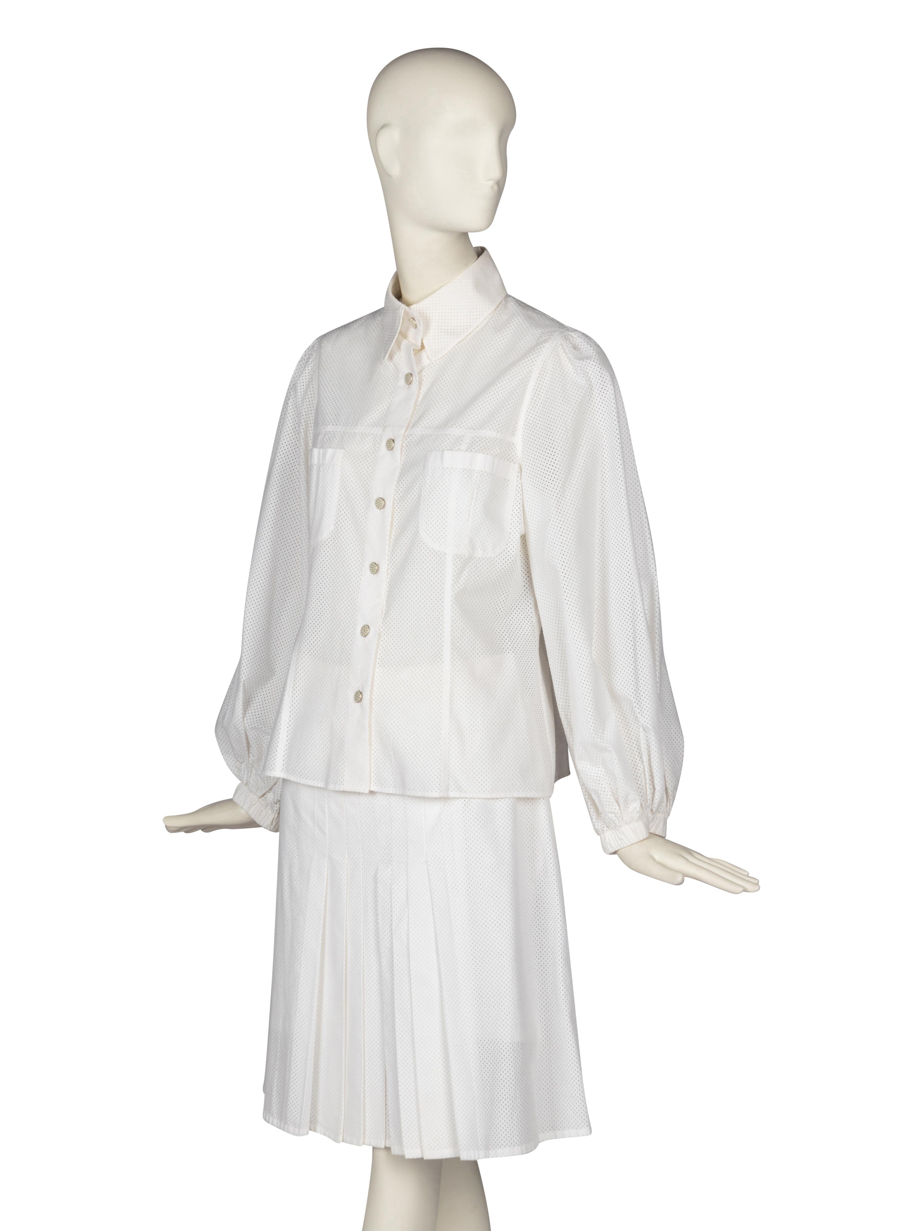 Chanel Eyelet Blouse and Skirt
