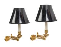 A Pair of Empire Style Gilt Metal Swing-Arm Sconces Height overall 15 inches. — 20TH CENTURY