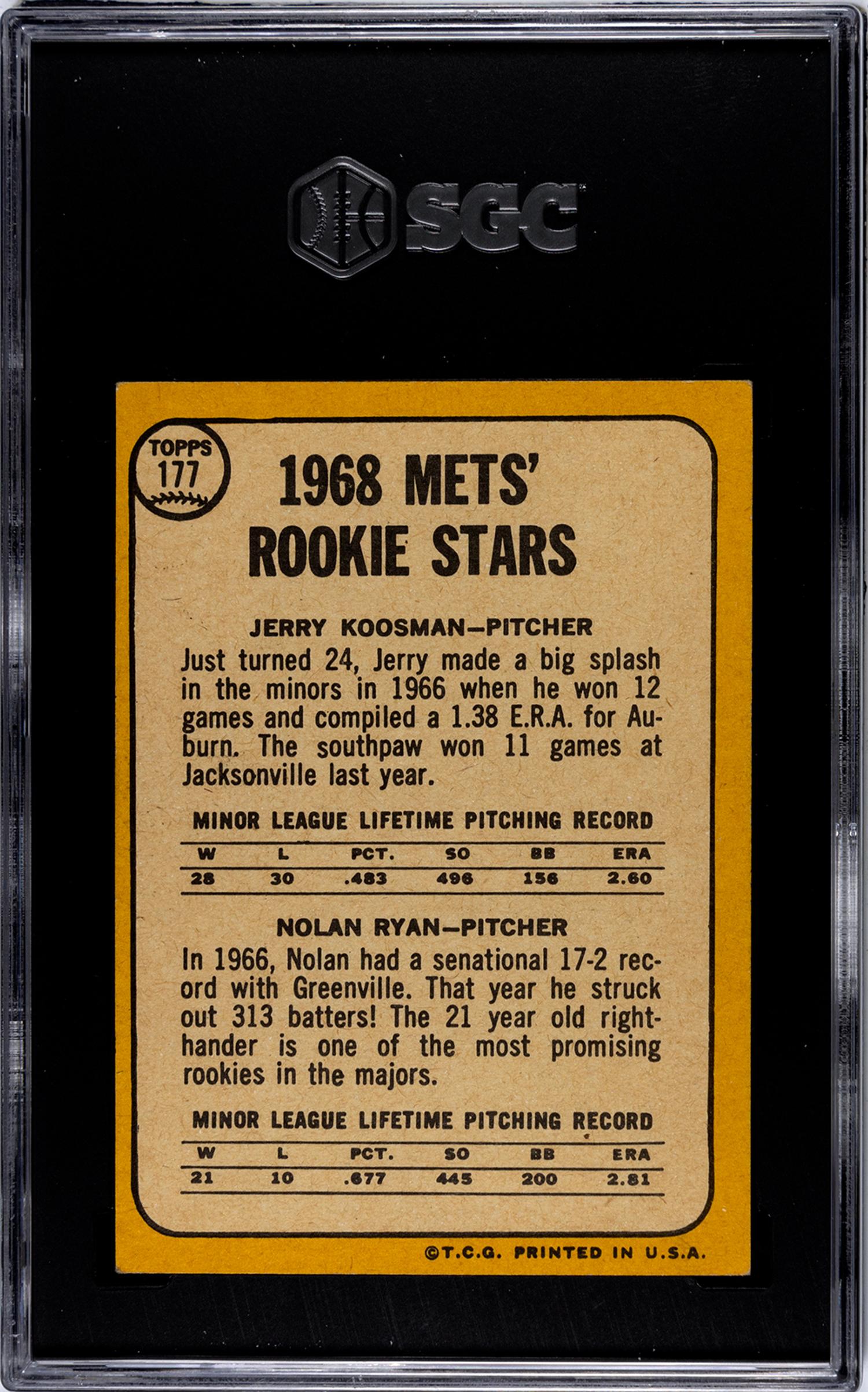 A 1968 Topps Nolan Ryan Rookie Baseball Card No. 177 (SGC 5 EX)