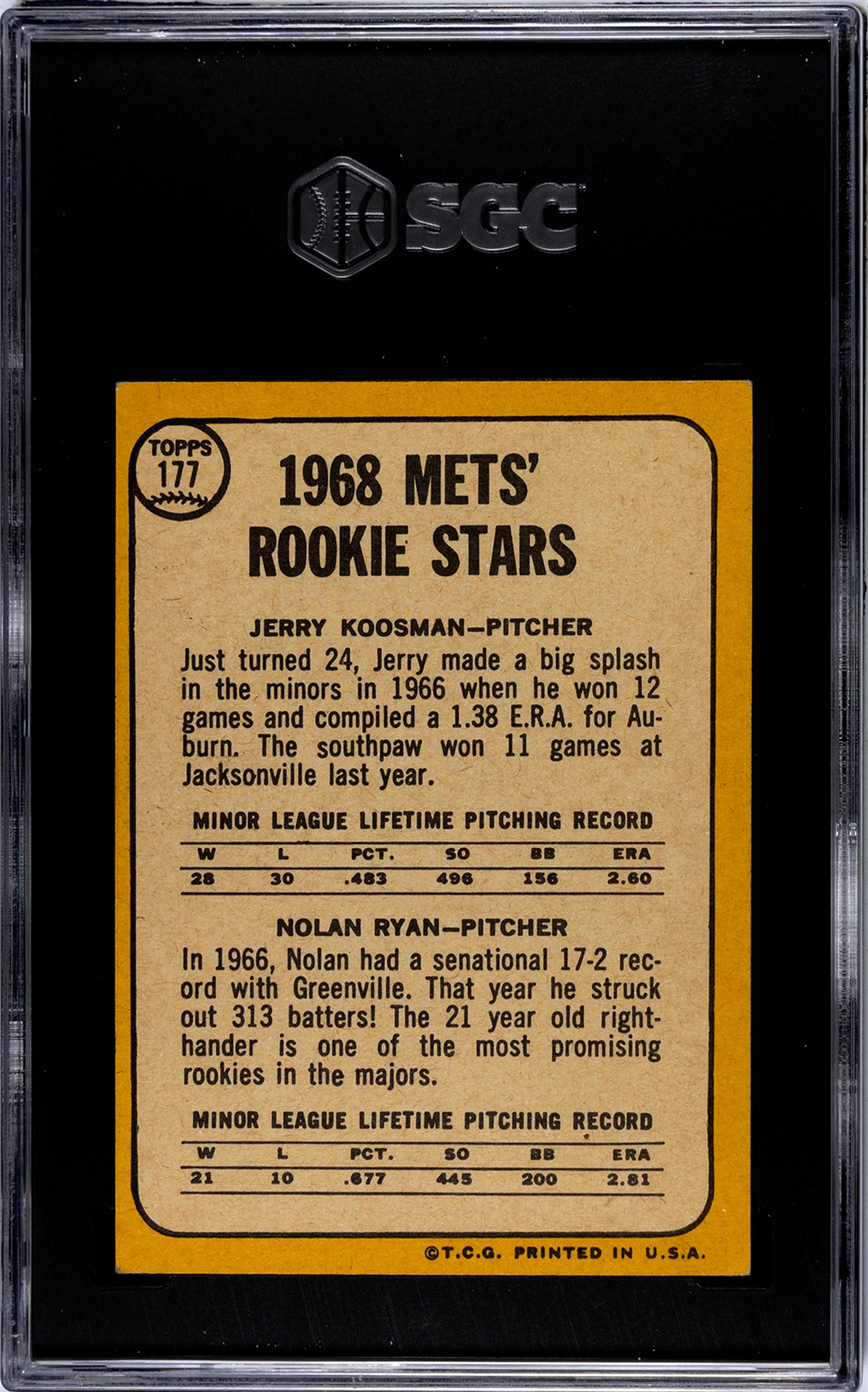 A 1968 Topps Nolan Ryan Rookie Baseball Card No. 177 (SGC 5 EX)