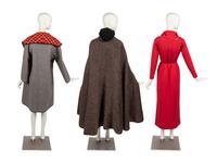 Bonnie Cashin Cape, Coat with Belt, Dress with Belt, Hooded Sweater, Two Sketches, 1960-70s