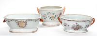 Three Chinese Export Porcelain Articles Width of longest 13 inches.