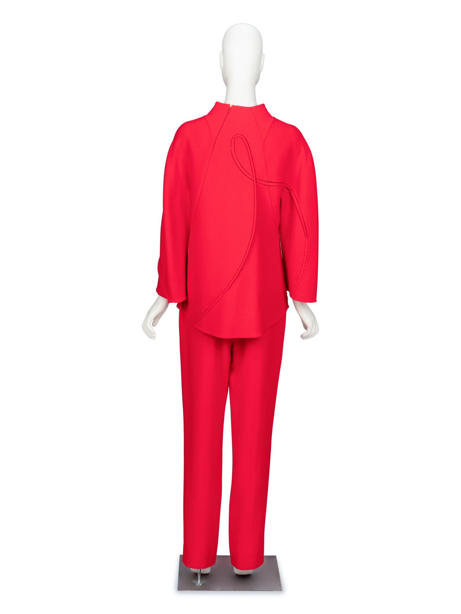 Ralph Rucci, Red Crêpe Pantsuit Ensemble
