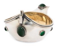A Russian Silver and Cabochon Mounted Kovsh