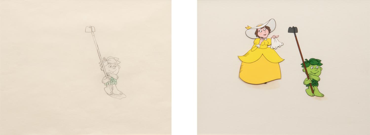 Green Giant Sprout TV Commercial Production Cel and Animation Drawing.