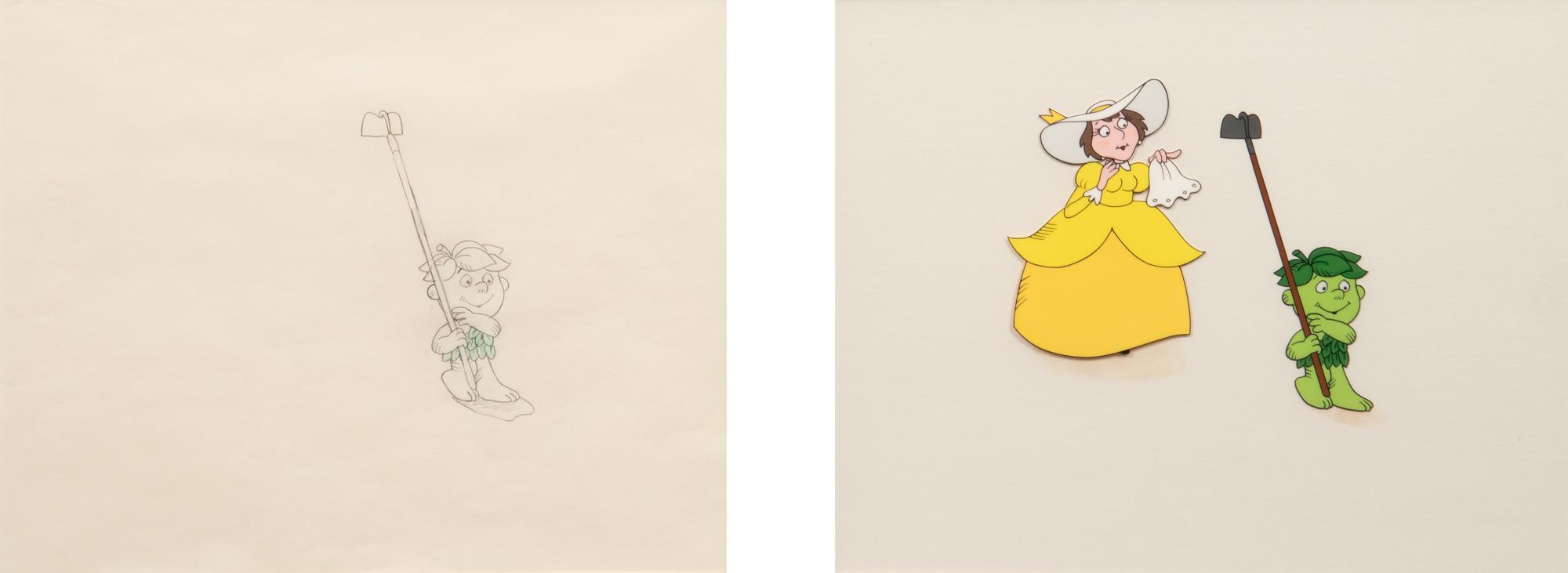Green Giant Sprout TV Commercial Production Cel and Animation Drawing.