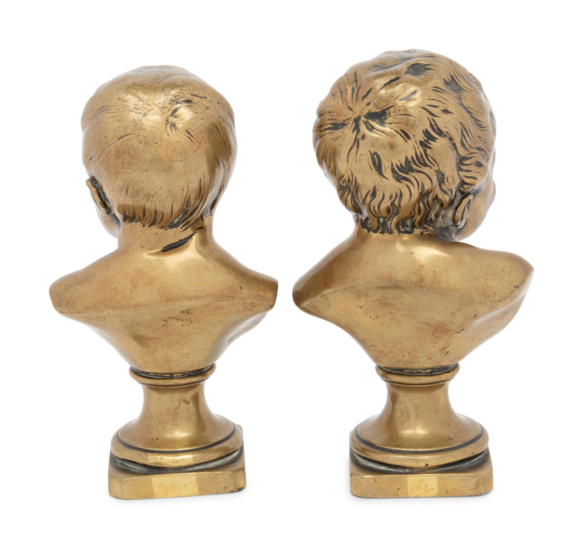 A Pair of Continental Bronze Busts of Infants