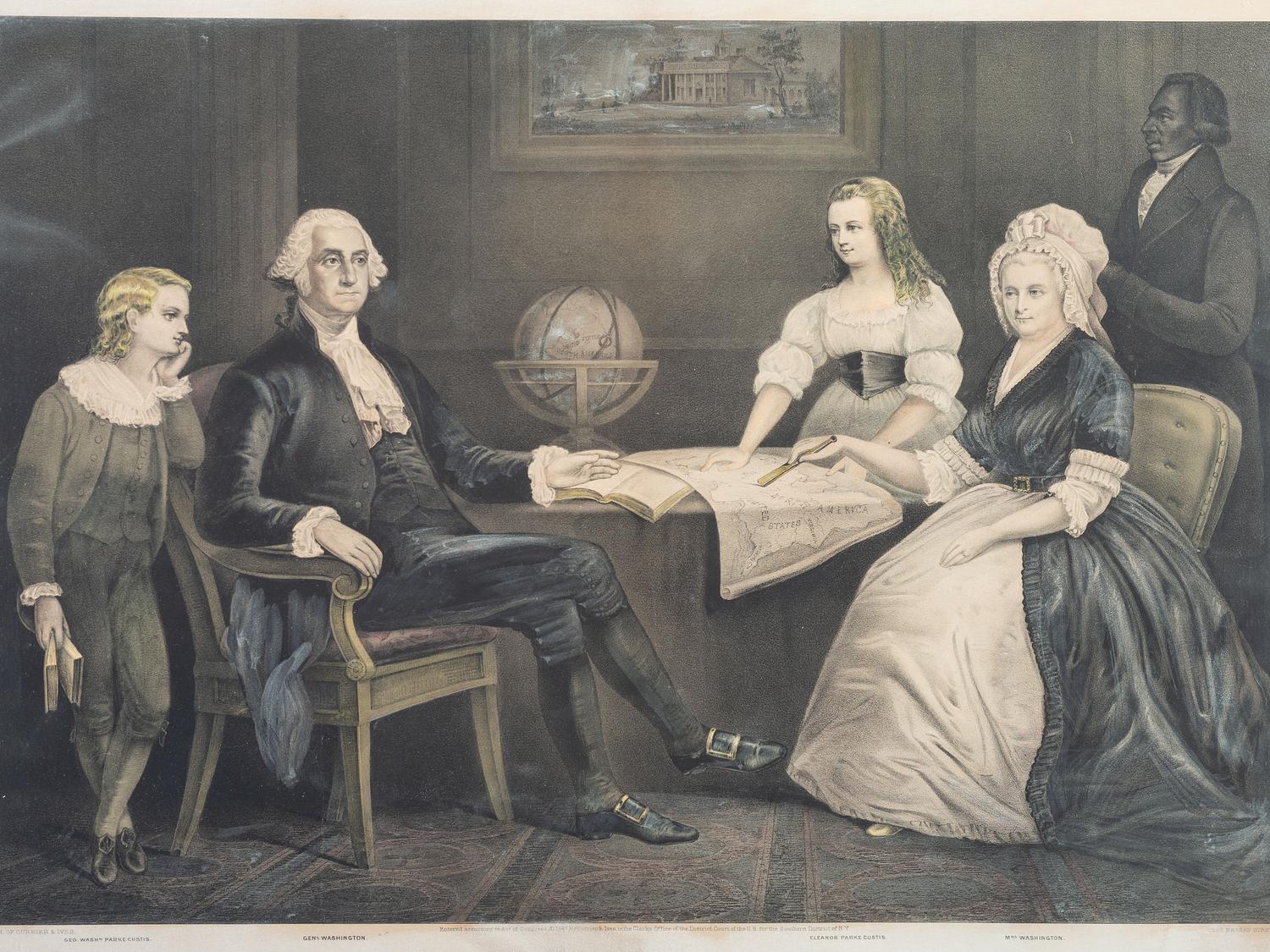 A Currier and Ives Chromolithograph of Washington at Home , after Edward Savage (American, 1761-1817)