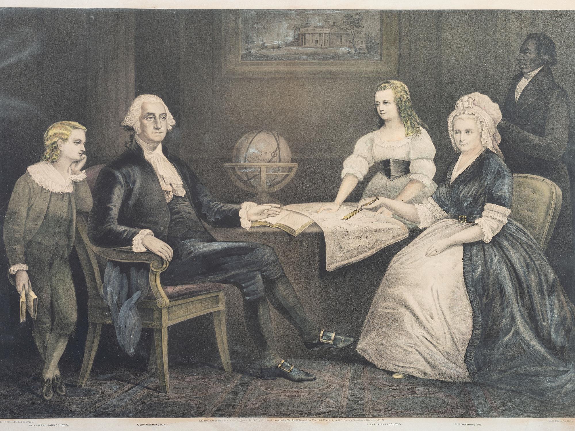 A Currier and Ives Chromolithograph of Washington at Home , after Edward Savage (American, 1761-1817)