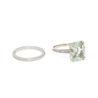 LIME QUARTZ AND DIAMOND RING AND PLATINUM BAND