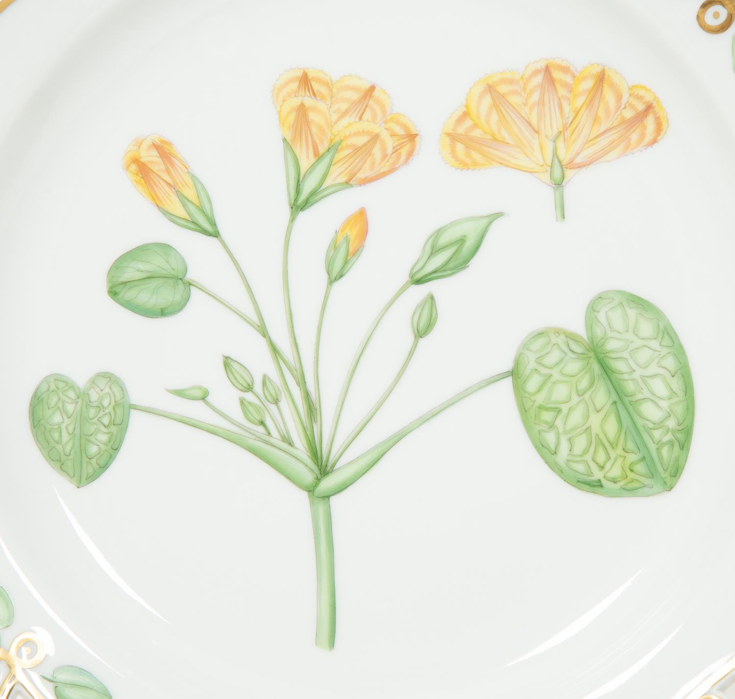 Eight Royal Copenhagen Flora Danica Reticulated Porcelain Dinner Plates