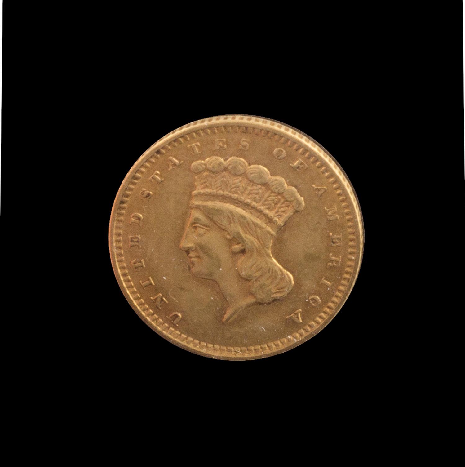 A United States 1857 Indian Princess: Type 3 $1 Gold Coin