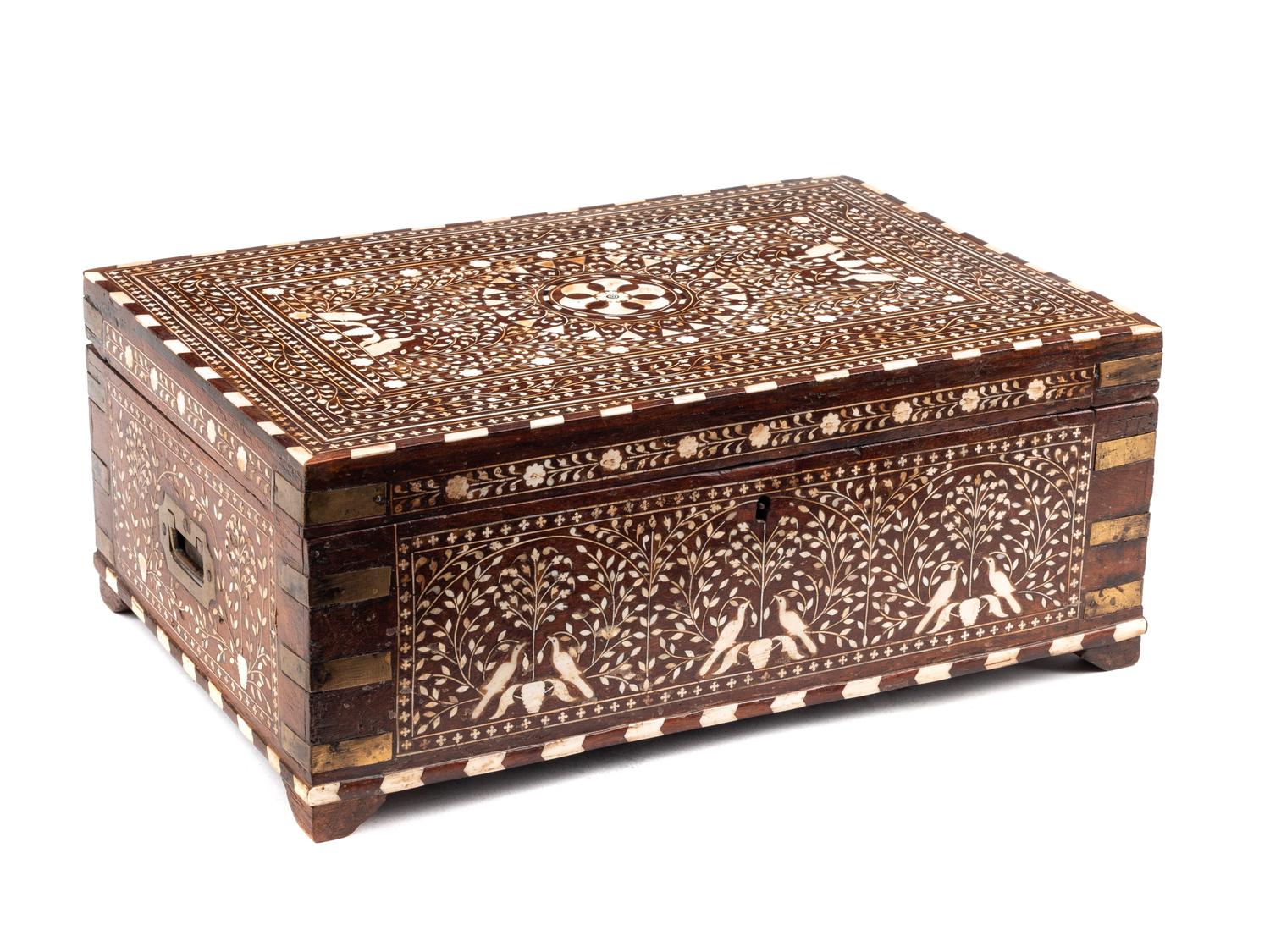 A Large Anglo-Colonial Bone-Inlaid Table Casket