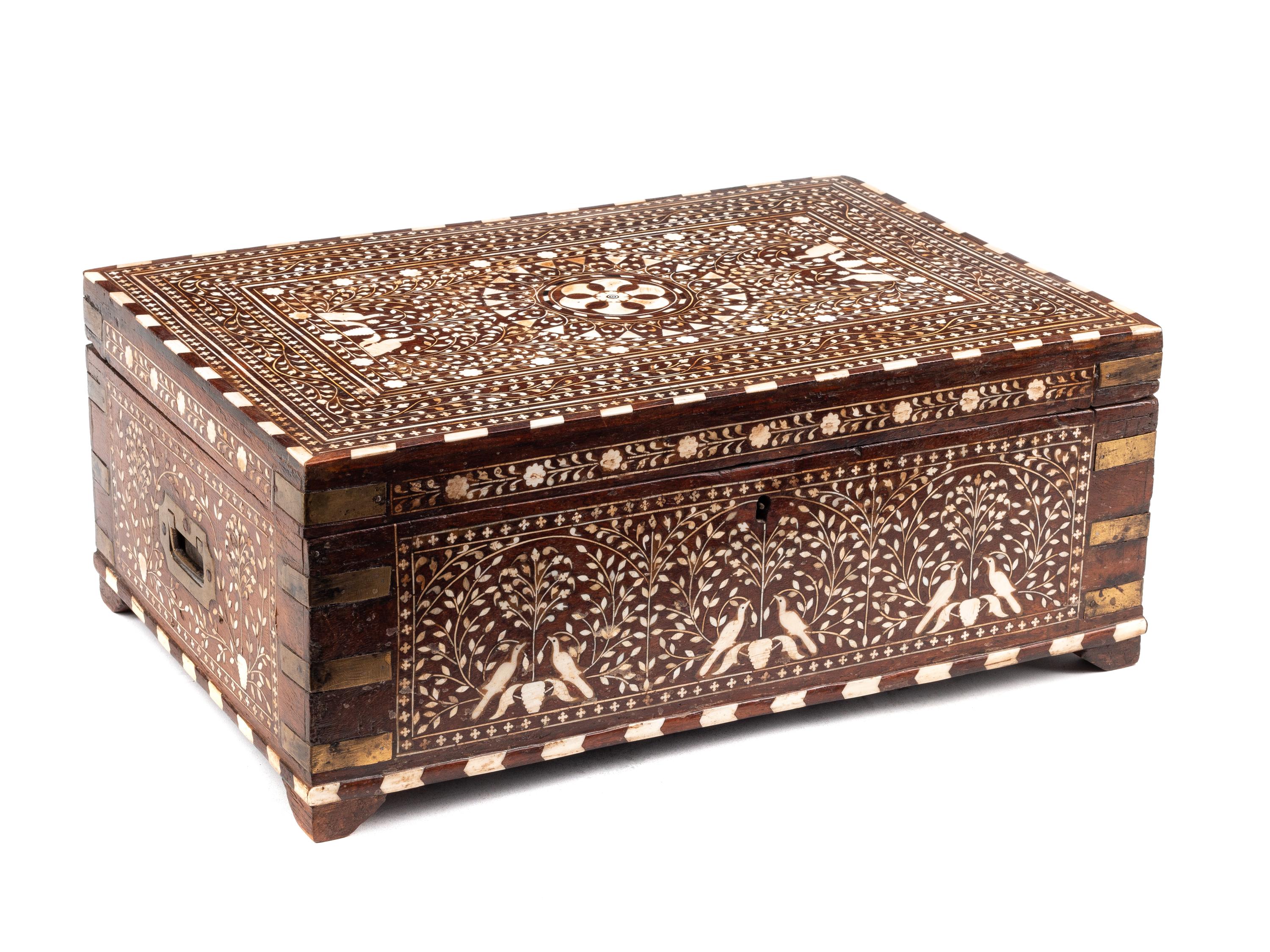 A Large Anglo-Colonial Bone-Inlaid Table Casket