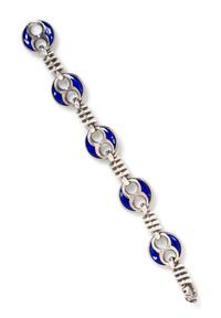 A Sterling Silver and Enamel Link Bracelet, Gucci, 53.00 dwts.