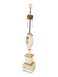 A Pair of White and Gilt Mounted Porcelain Table Lamps