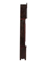 A Federal Red and Grain Painted Pine Wooden Works Tall Case Clock