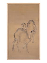A Pair of Chinese Works on Silk Depicting Camels — 20TH CENTURY