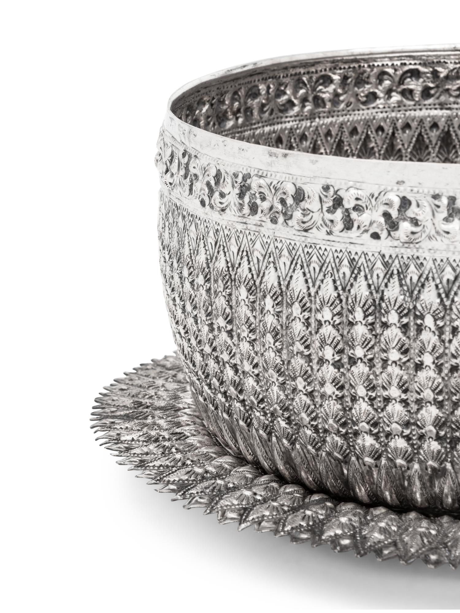A Southeast Asian Silver Center Bowl and Underplate