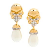 A Pair of Nina Ricci Drop Earclips, 2.5" x .75".
