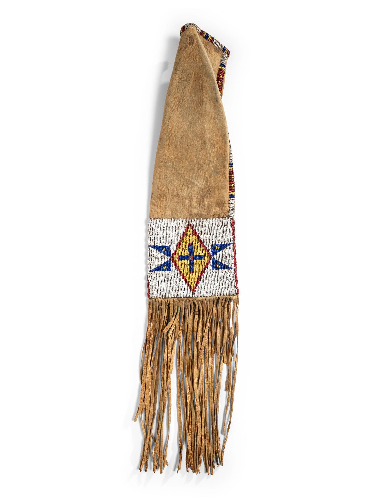 Northern Plains Beaded Buffalo Hide Tobacco Bag