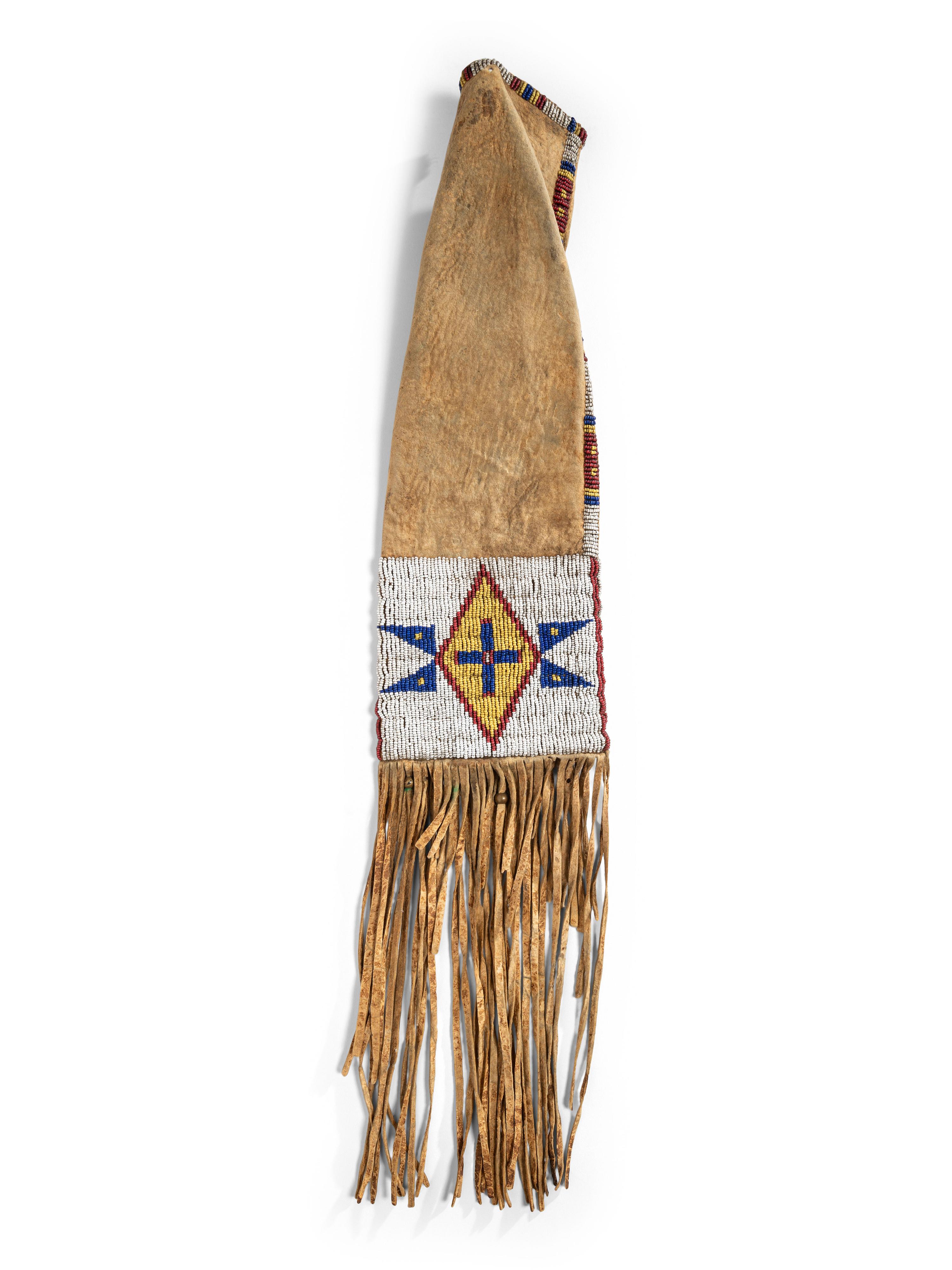 Northern Plains Beaded Buffalo Hide Tobacco Bag