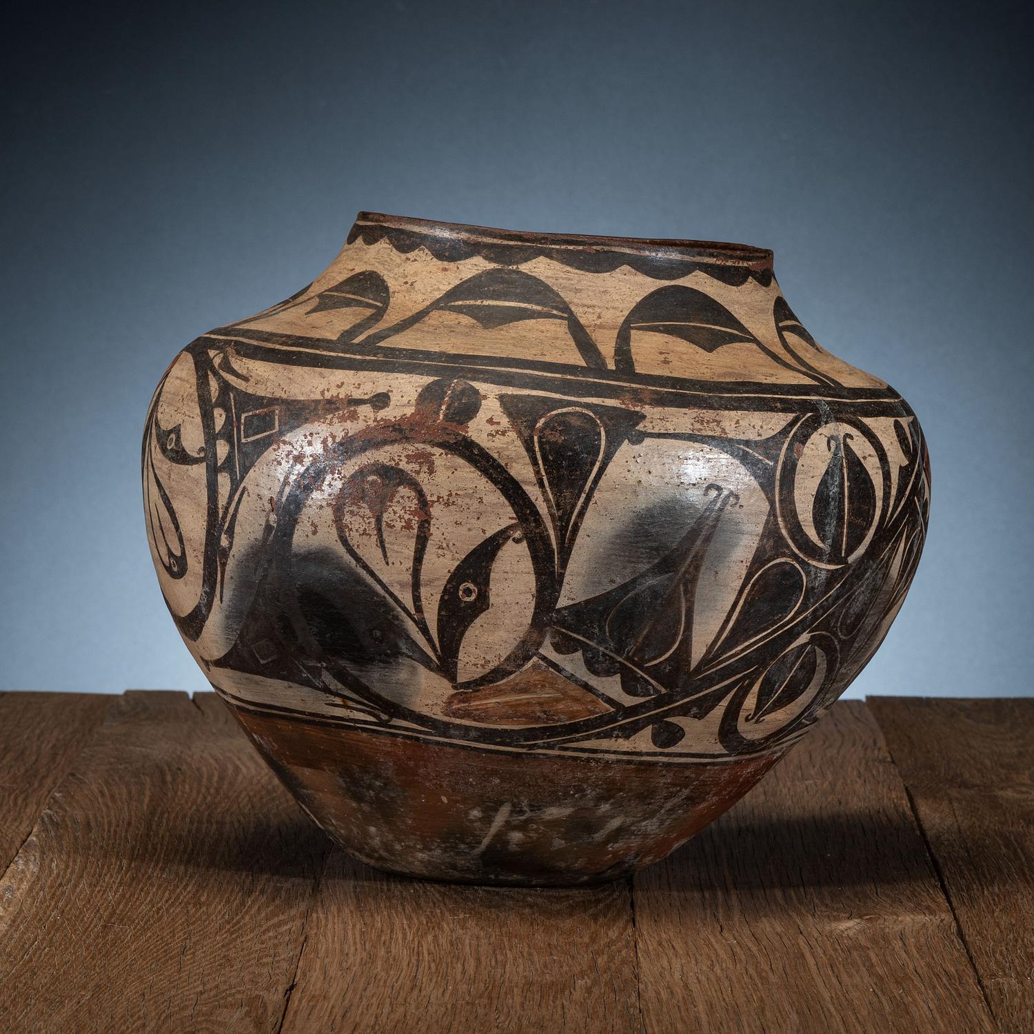 Zia Polychrome Pottery Jar, with Trios Design