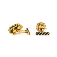 DAVID WEBB, YELLOW GOLD AND ENAMEL FROG CUFFLINKS