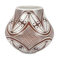 Polychrome Pottery Jar, with Fine Line and Winged Design
