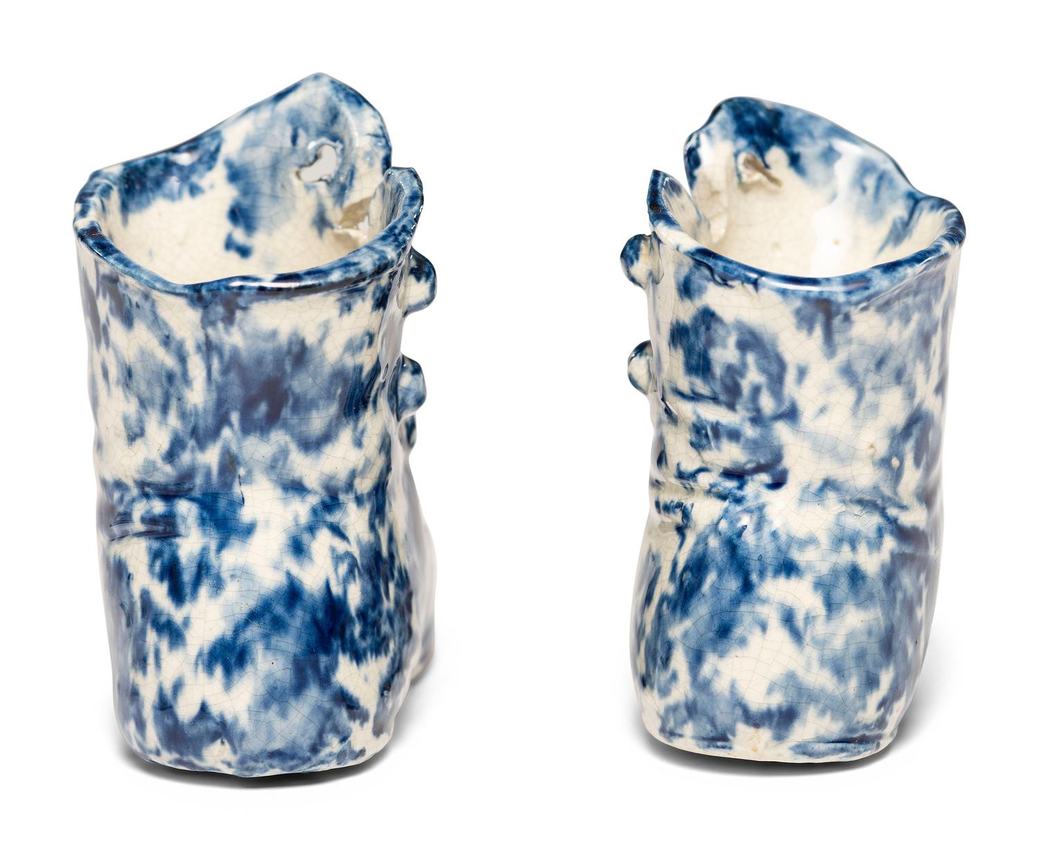 A Pair of Miniature Spongeware Boots