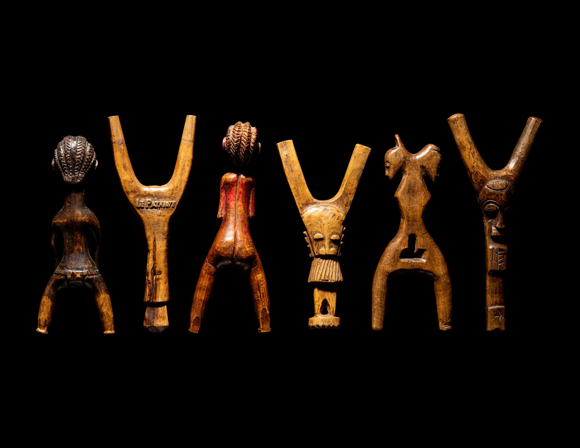 Six African Wood Slingshots