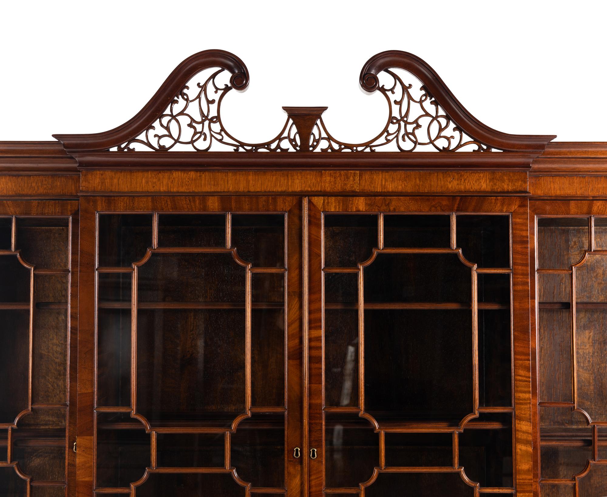 A George III Style Mahogany Breakfront Bookcase