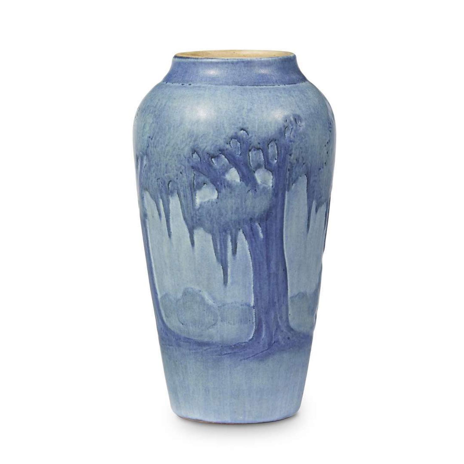 Anna Frances Simpson for Newcomb College Pottery scenic landscape vase, new orleans, louisiana, 1926