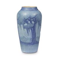 Anna Frances Simpson for Newcomb College Pottery scenic landscape vase, new orleans, louisiana, 1926