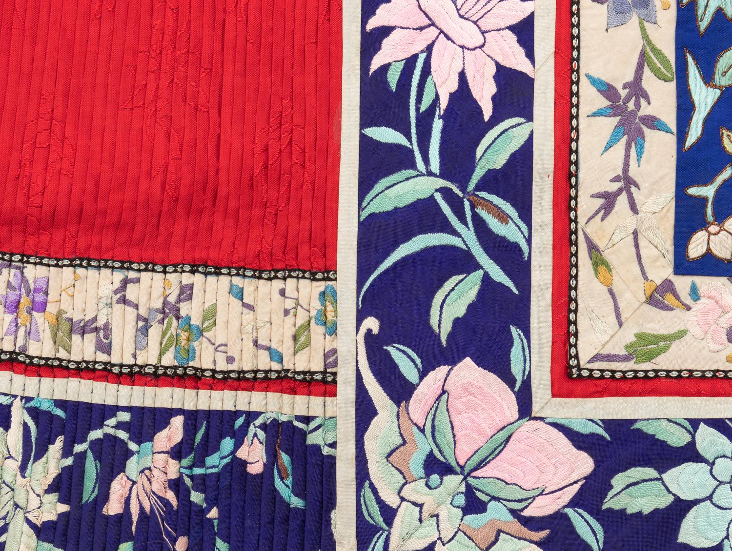 A Set of Embroidered Silk Wedding Gown