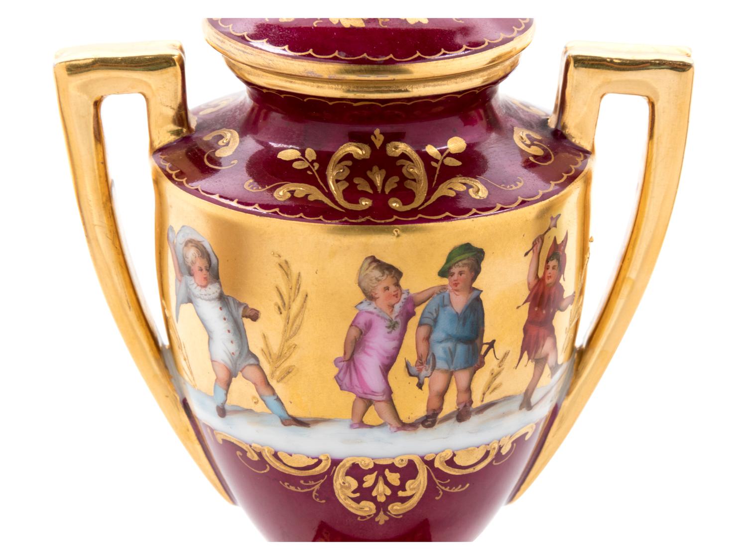 Three Vienna Painted and Parcel Gilt Porcelain Table Articles