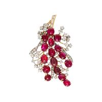 RUBY AND DIAMOND SPRAY BROOCH