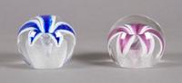 Two Floral Paperweights, Diameter 3 inches.